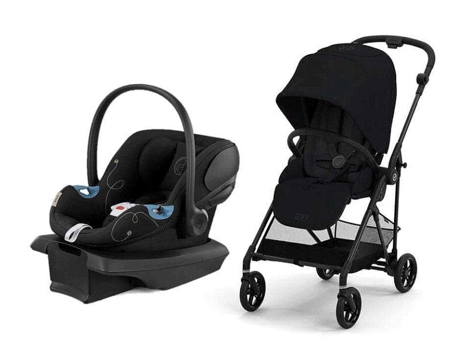 Strollers Cybex | Cybex Melio Carbon 3 + Aton G Bundle Moon Black