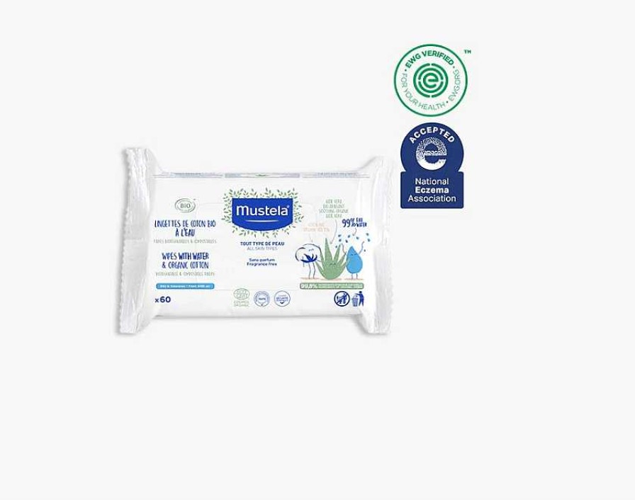 Bath & Care Mustela Perfume And Lotions | Mustela Organic Wipes With Water And Organic Cotton (60 Ct)