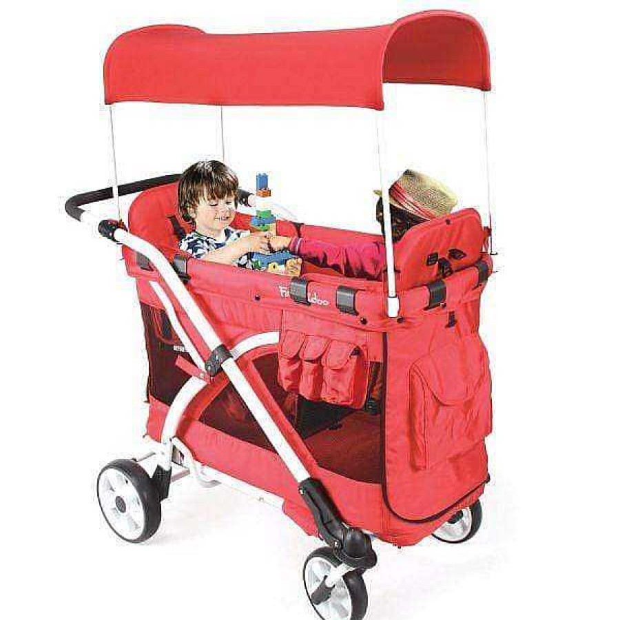 Strollers Wonderfold Wagon | Wonderfold Wagon Mj04 Familidoo Multi-Function 2 Seater Stroller Wagon Chariot Milioo Red