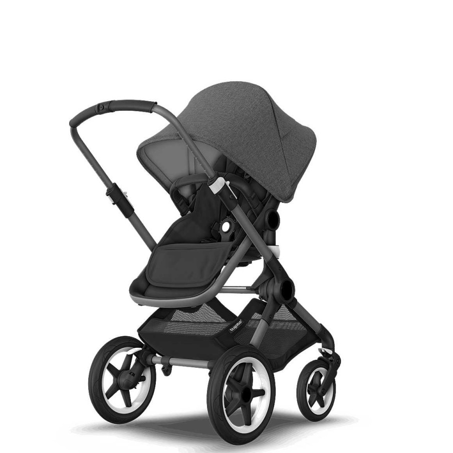 Strollers Bugaboo Full Size Strollers | Bugaboo Fox3 Complete Stroller Graphite Base Graphite/Grey Melange/Grey Melange