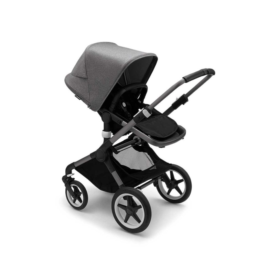 Strollers Bugaboo Full Size Strollers | Bugaboo Fox3 Complete Stroller Graphite Base Graphite/Grey Melange/Grey Melange