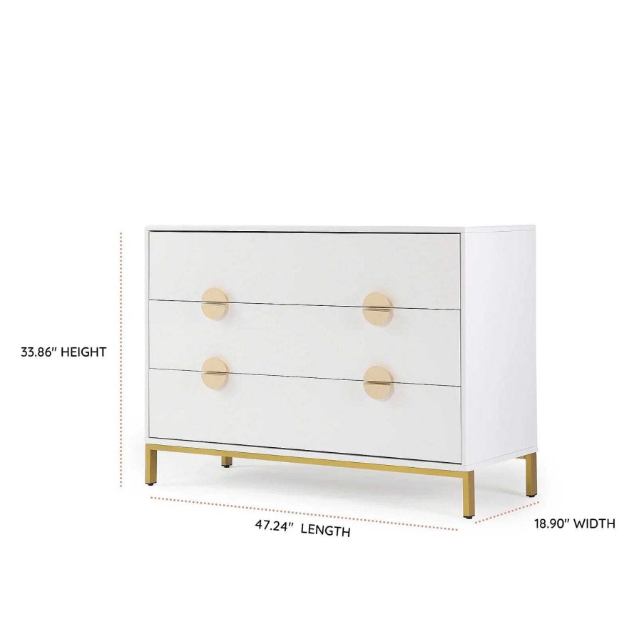 Nursery dadada | Dadada Chicago 3-Drawer Dresser White/Gold