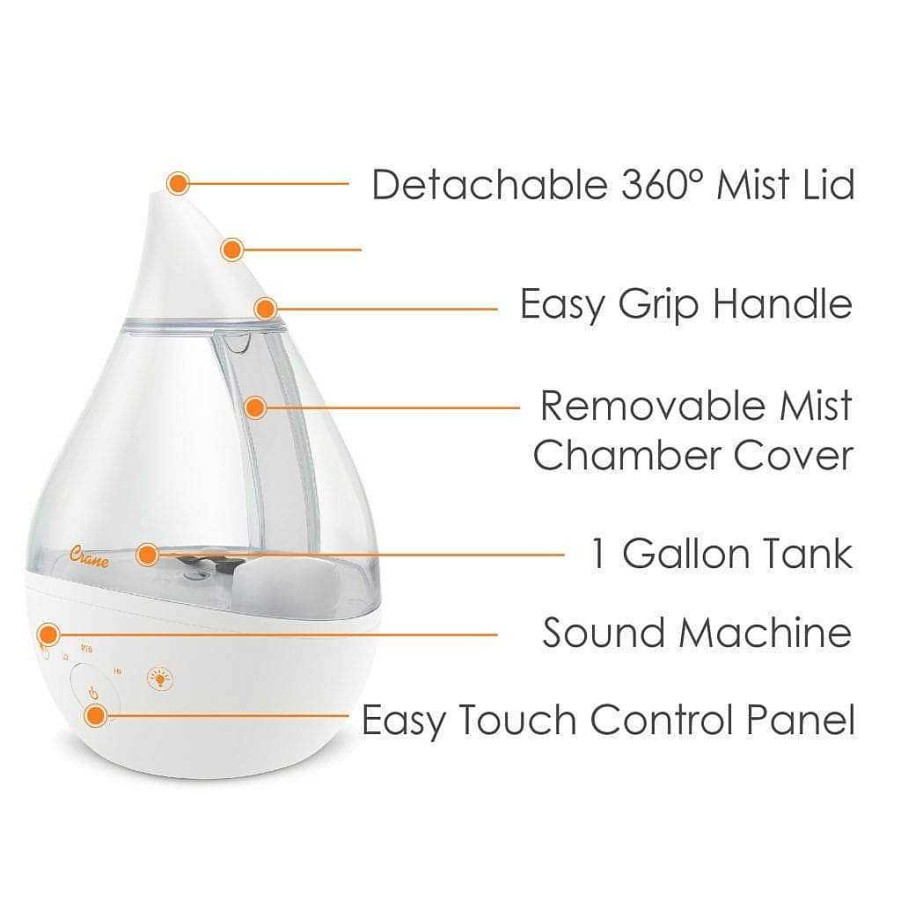 Nursery Crane Humidifiers | Crane Drop Top Fill 4 In 1 Humidifier With Sound Machine