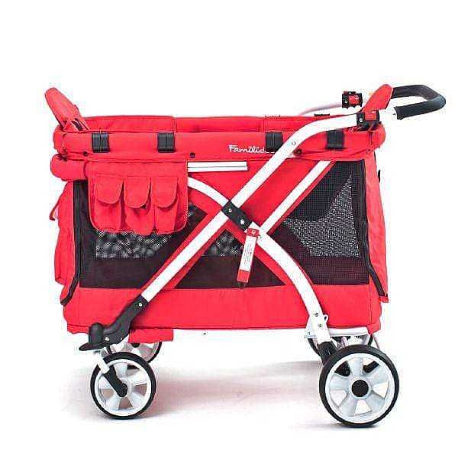 Strollers Wonderfold Wagon | Wonderfold Wagon Mj04 Familidoo Multi-Function 2 Seater Stroller Wagon Chariot Milioo Red