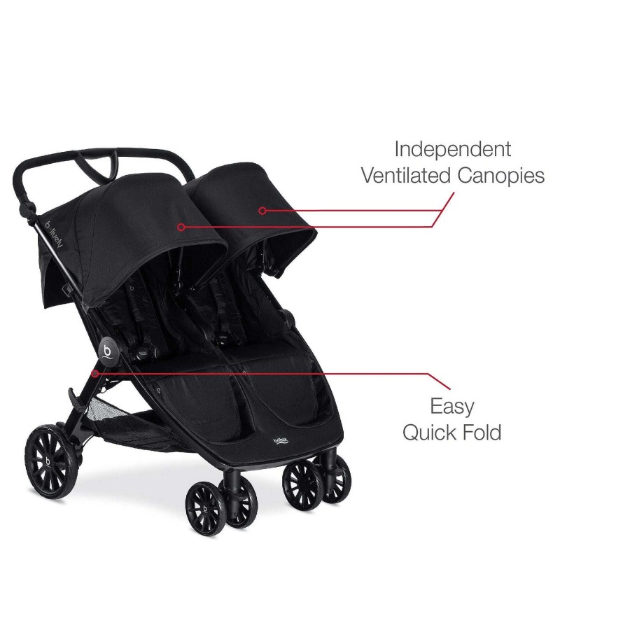 Strollers Britax Side-By-Side Strollers | Britax B-Lively Double Stroller Raven