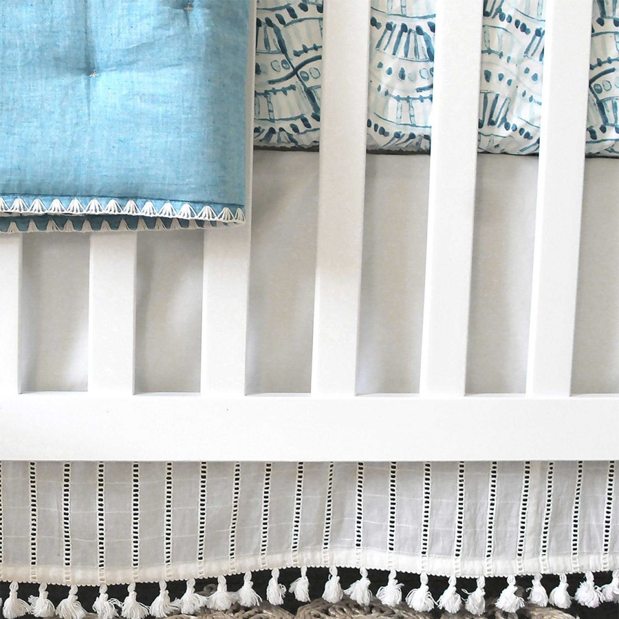 Nursery Crane Baby Crib Sheets | Crane Off-White Boho Bed Skirt