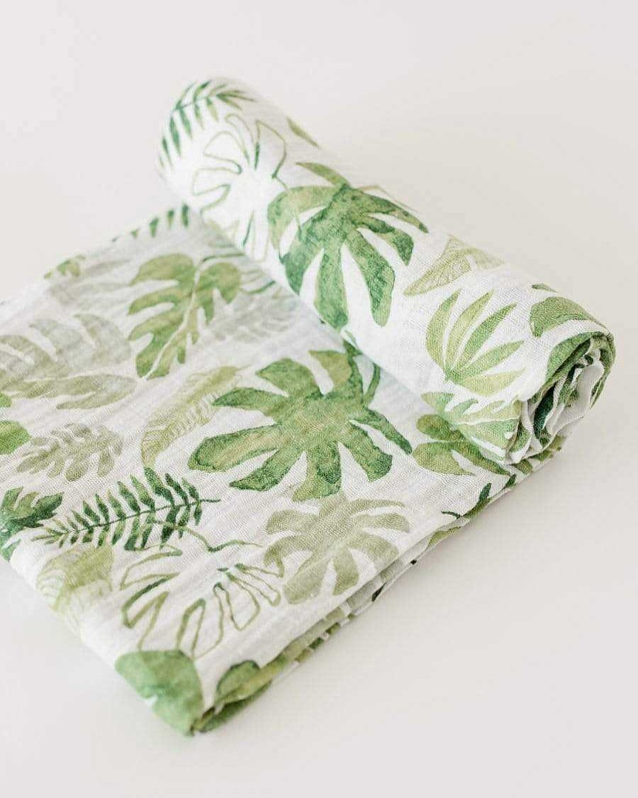 Nursery Little Unicorn Blanket & Swaddles | Little Unicorn Cotton Muslin Swaddle Tropical Leaf